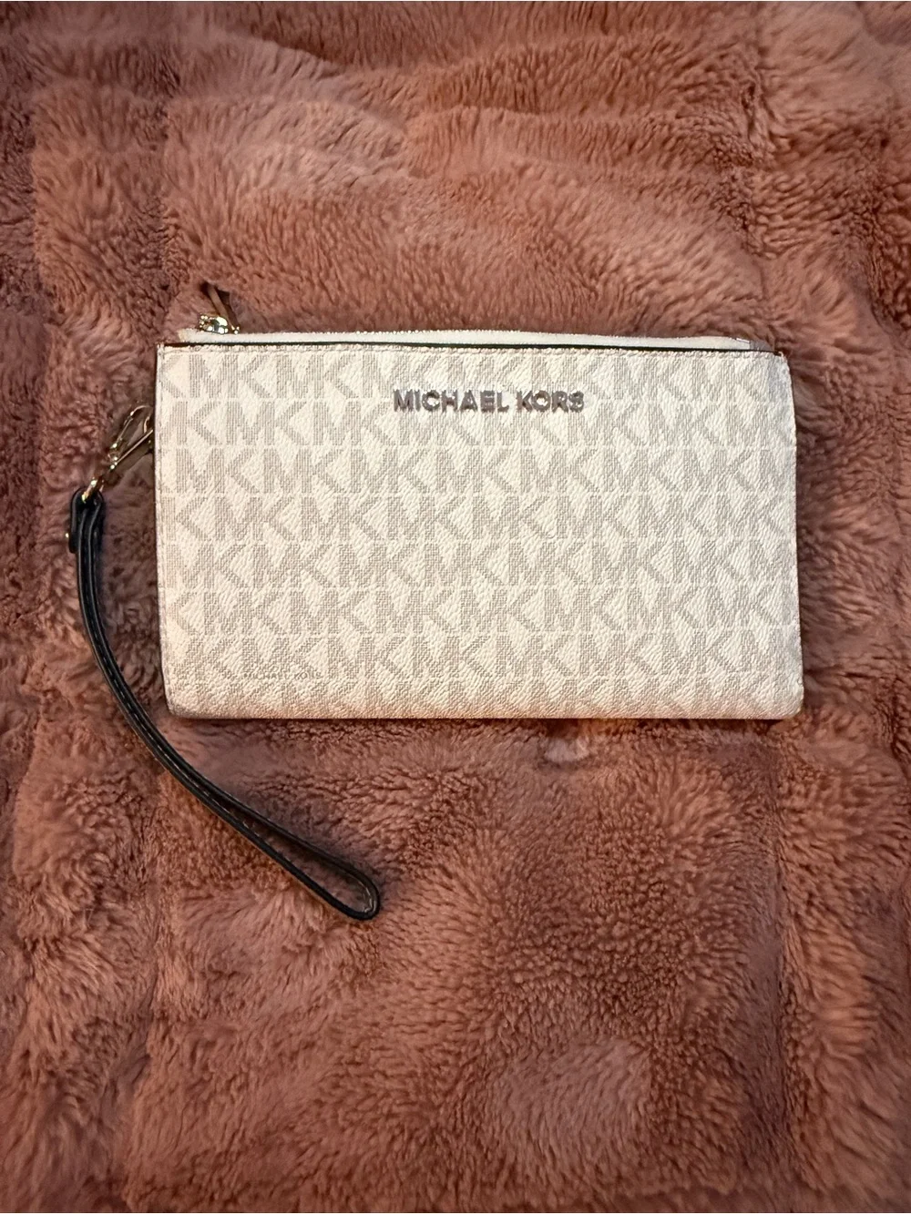 Michael Kors Metallic Silver Logo Wristlet Clutch